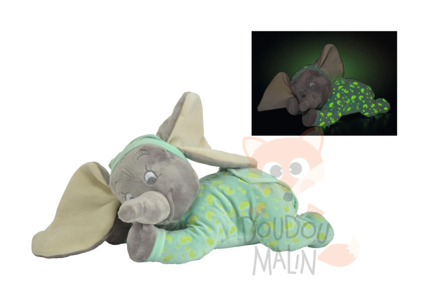  dumbo léléphant peluche luminescente vert gris 